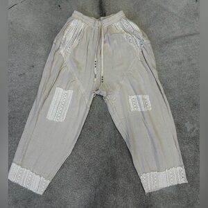 POL Beige Lace-Trimmed Pants